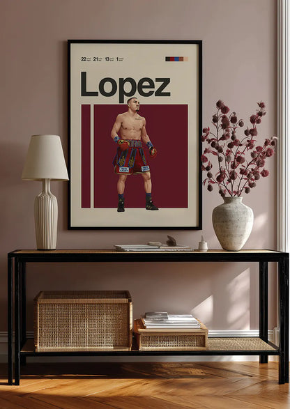 Modern boxing wall art print of Teofimo Lopez in regal fighting gear