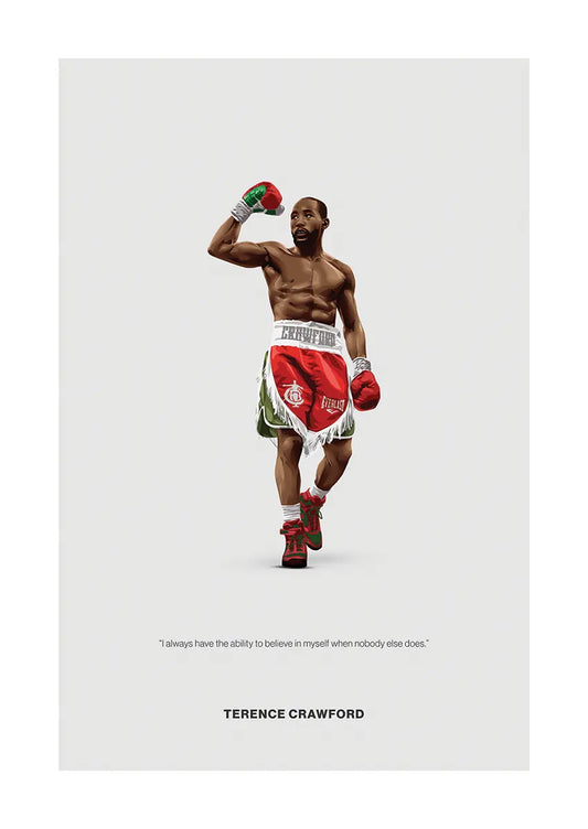 Terence Crawford boxing poster with motivational quote