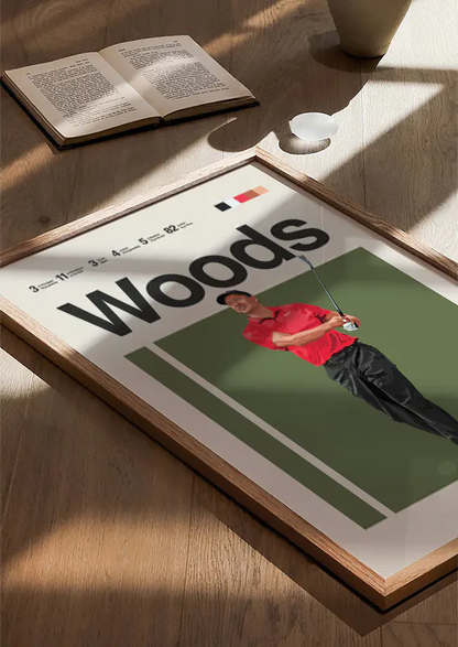 minimalist sports poster featuring Tiger Woods perfect for office or game room