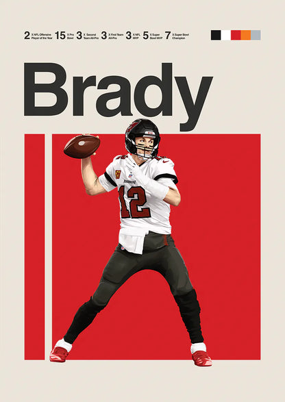Tom Brady poster featuring iconic quarterback in Buccaneers uniform