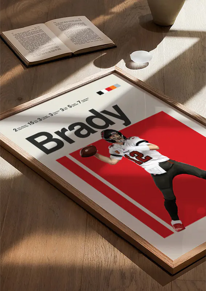 Sports decor celebrating Tom Brady's legendary football career