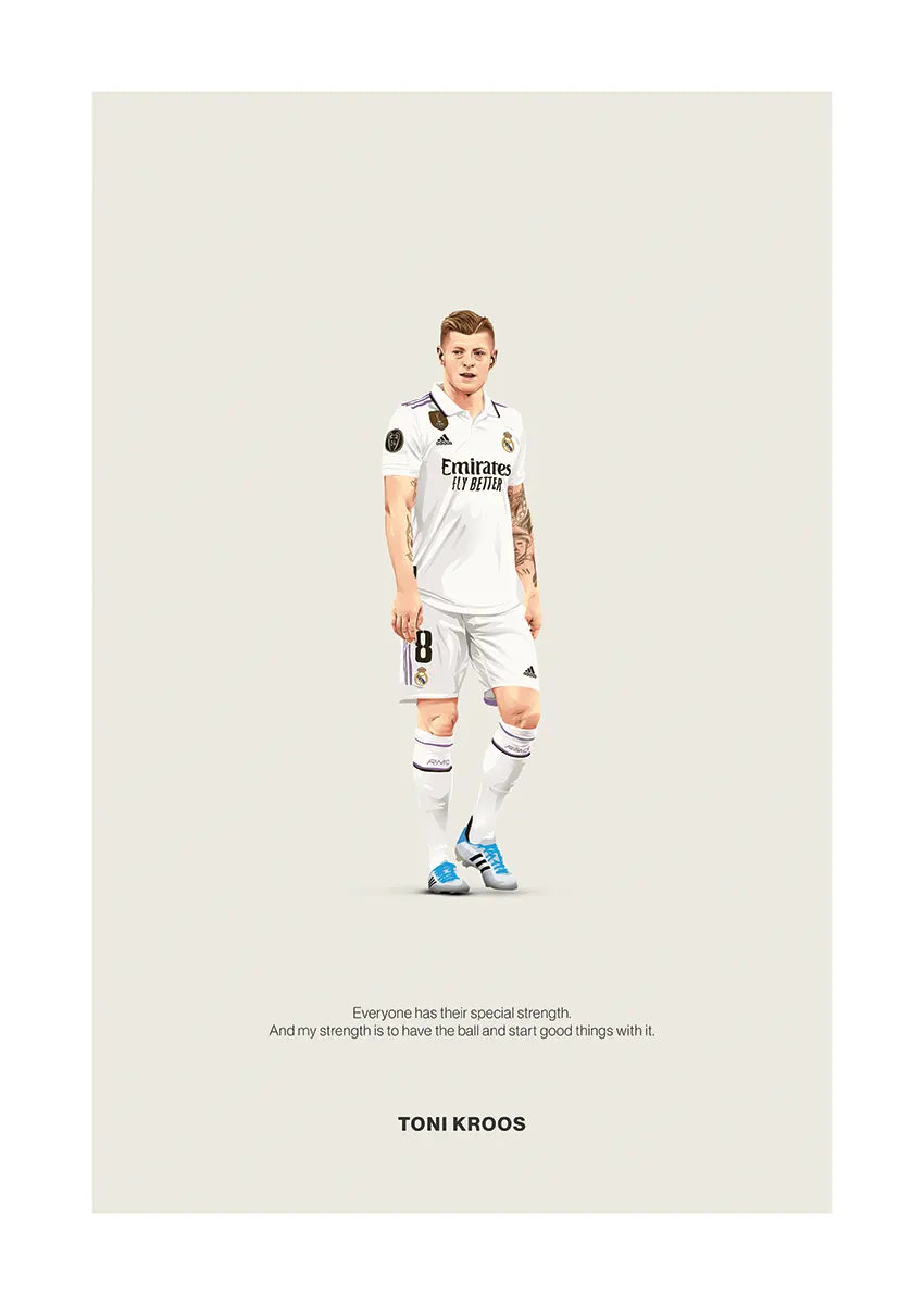 Toni Kroos Real Madrid poster with inspirational football quote