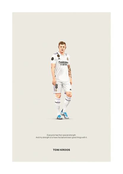 Toni Kroos Real Madrid poster with inspirational football quote