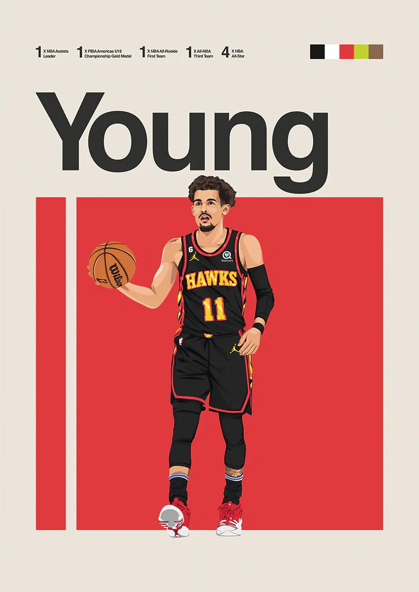Trae Young poster Atlanta Hawks wall print
