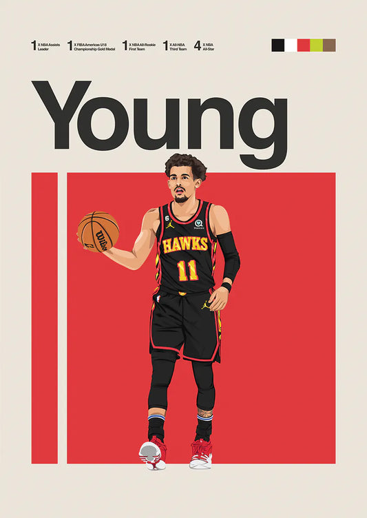 Trae Young poster Atlanta Hawks wall print
