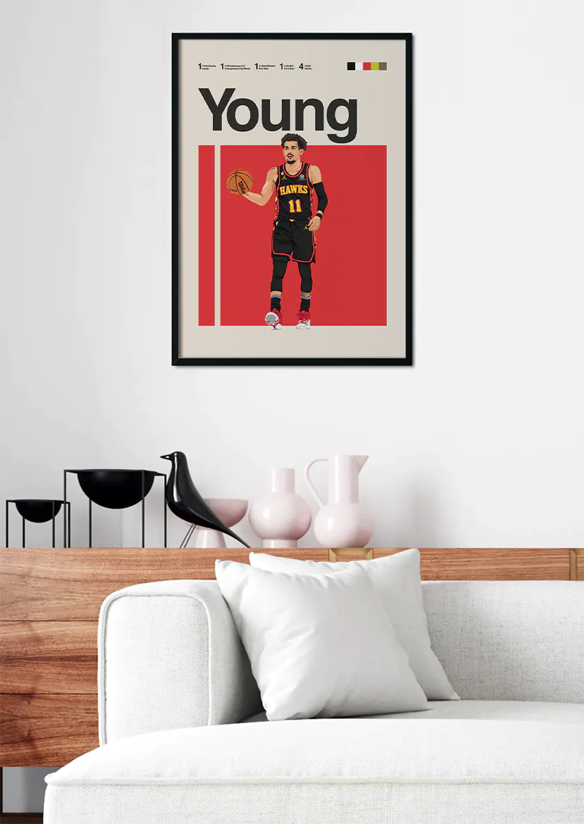 Modern NBA basketball art in red and black