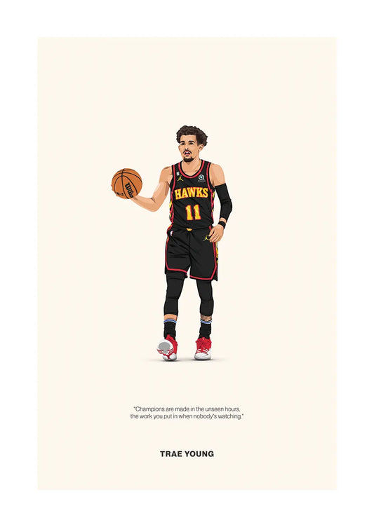 Trae Young basketball poster in Atlanta Hawks black jersey