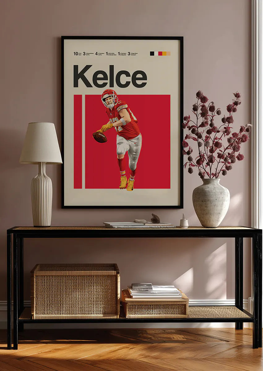 NFL wall art with bold red design and modern layout