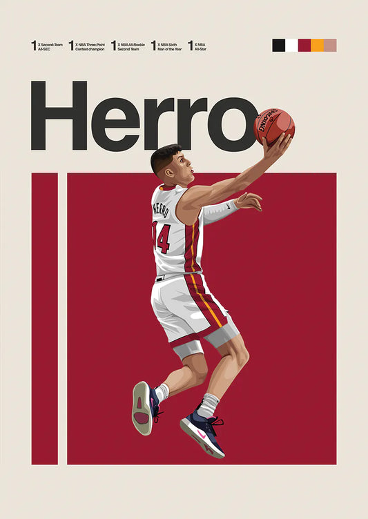Tyler Herro dunking basketball artwork poster