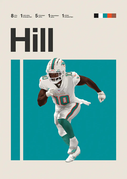 Tyreek Hill poster featuring Miami Dolphins wide receiver in full sprint