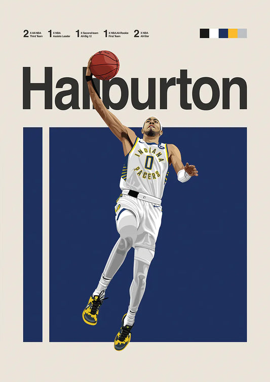 Tyrese Haliburton dunking basketball poster