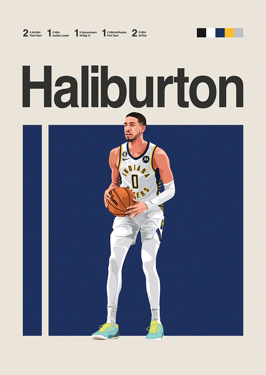 Tyrese Haliburton NBA basketball poster