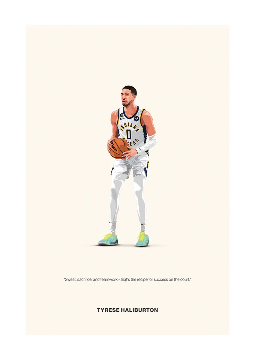 Tyrese Haliburton basketball poster in Indiana Pacers uniform