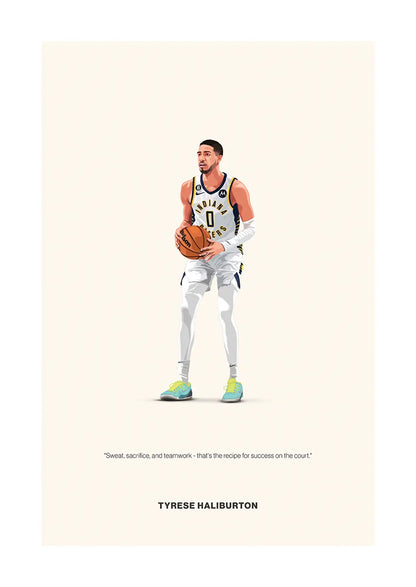 Tyrese Haliburton basketball poster in Indiana Pacers uniform