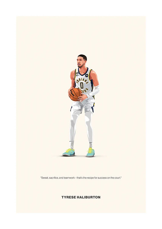 Tyrese Haliburton basketball poster in Indiana Pacers uniform