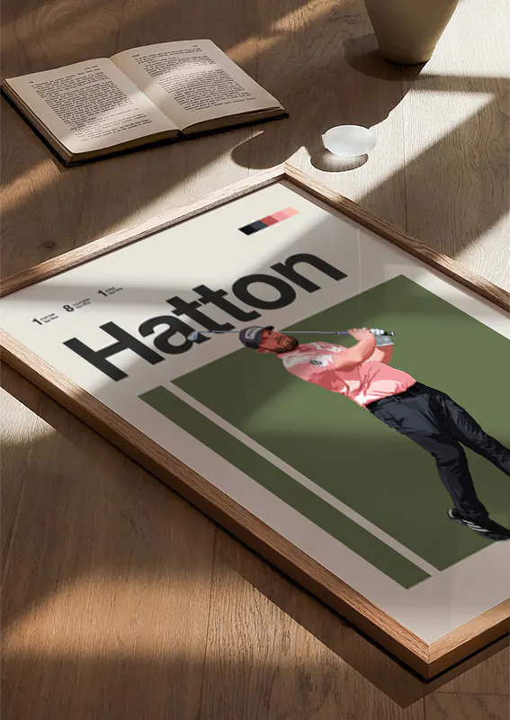 Minimalist sports poster of Tyrrell Hatton with bold colors