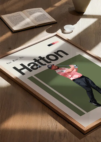 Minimalist sports poster of Tyrrell Hatton with bold colors