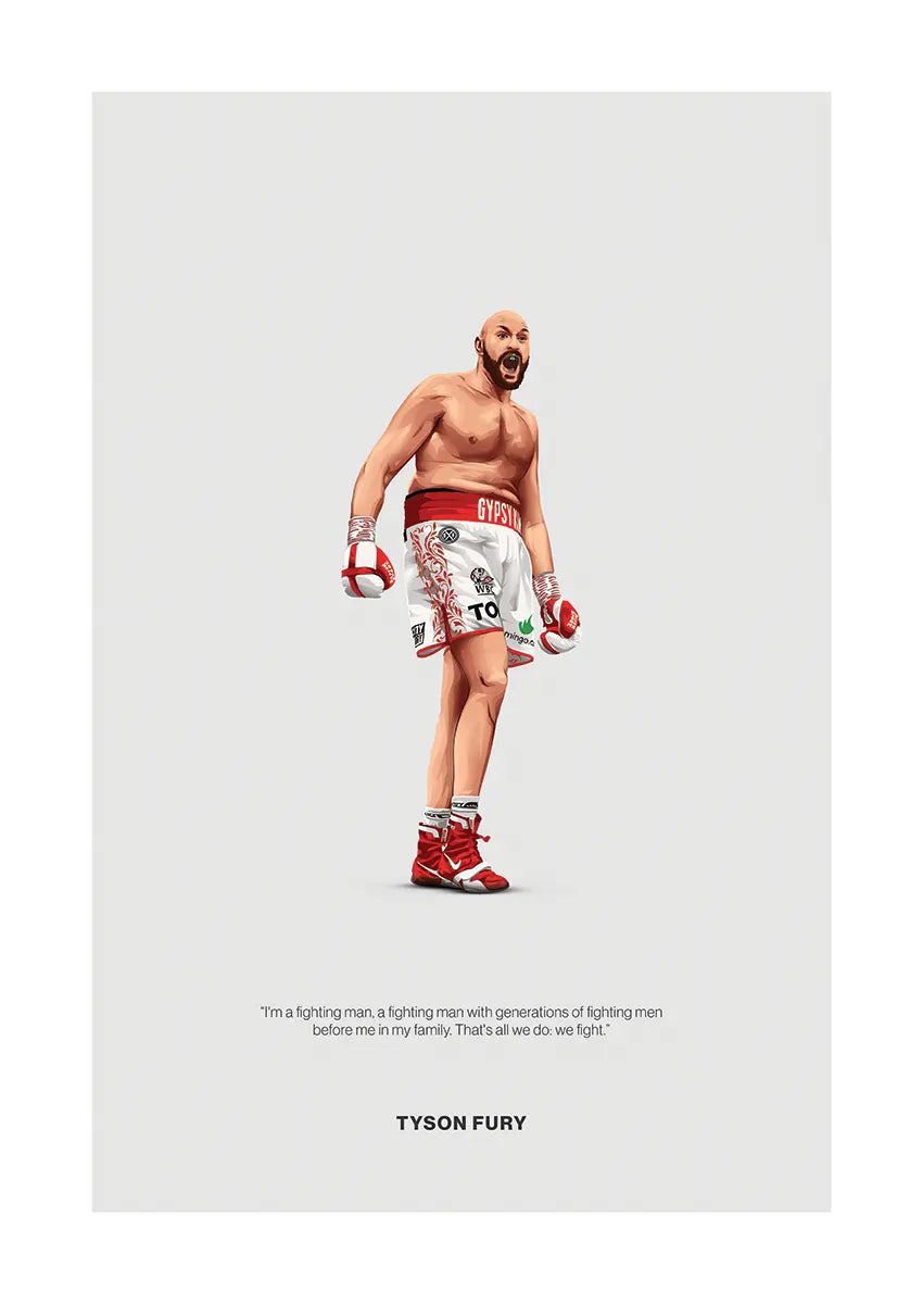 Tyson Fury boxing wall art poster with quote