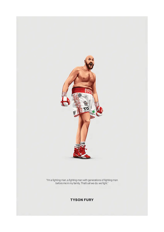 Tyson Fury boxing wall art poster with quote
