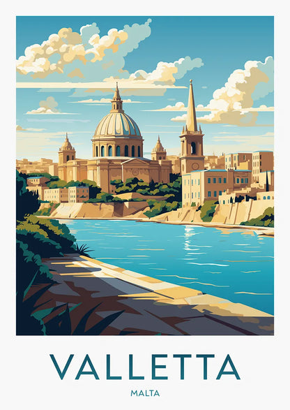 Valletta Malta print with skyline and waterfront