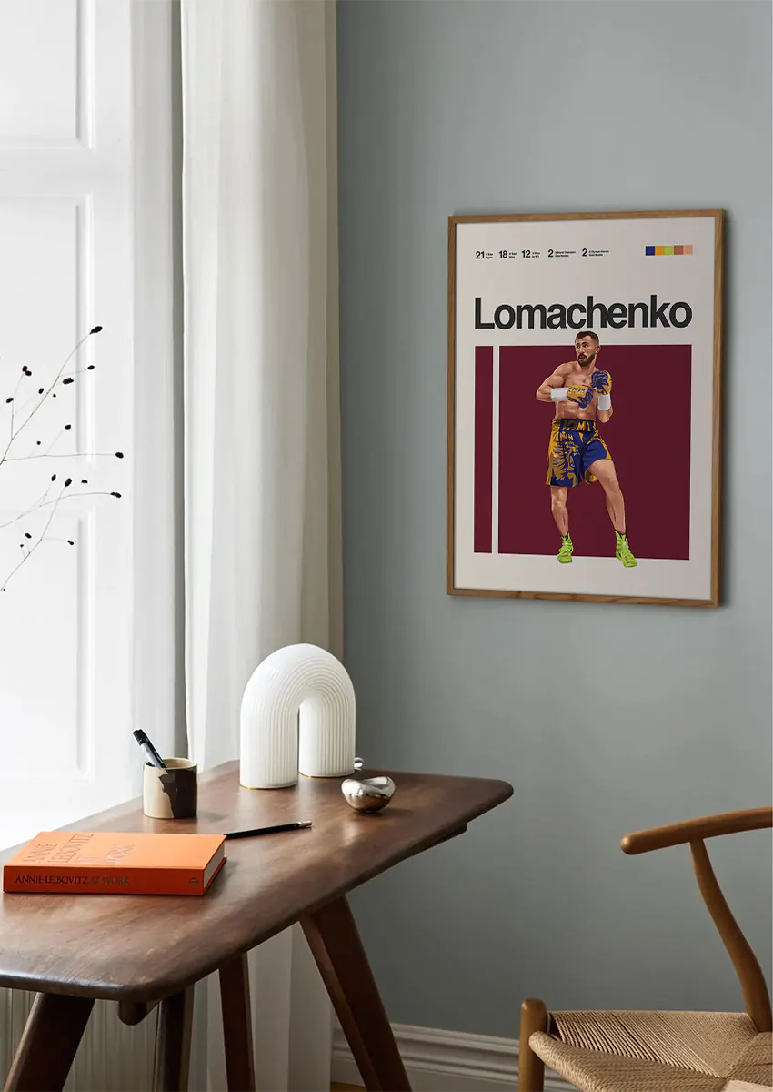 Boxing wall art print of Vasiliy Lomachenko, Olympic and world champ