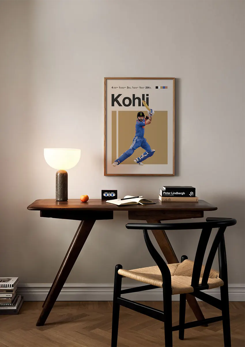 cricket wall art virat kohli batting action