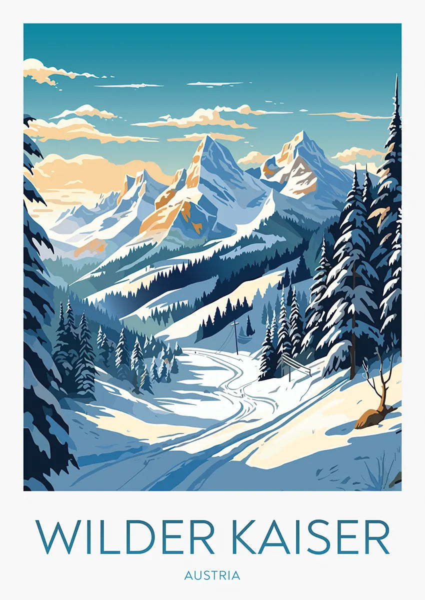 snowy alpine landscape poster of Wilder Kaiser Austria