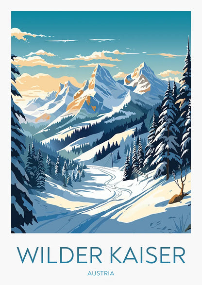 snowy alpine landscape poster of Wilder Kaiser Austria