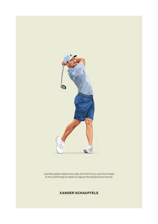 Xander Schauffele golf poster with motivational quote about small goals