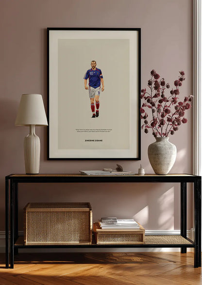 Retro soccer print featuring Zidane in blue kit